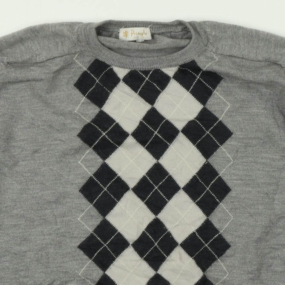 Pringle Mens Grey Argyle/Diamond  Pullover Jumper Size XL
