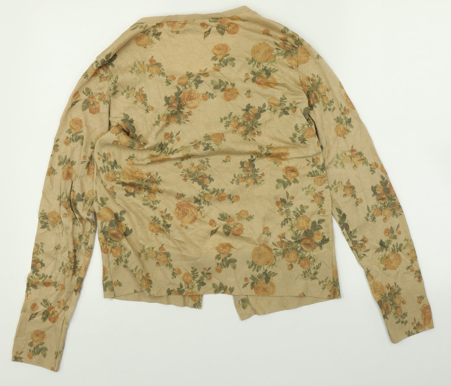 Zara Womens Brown Floral  Cardigan Jumper Size L