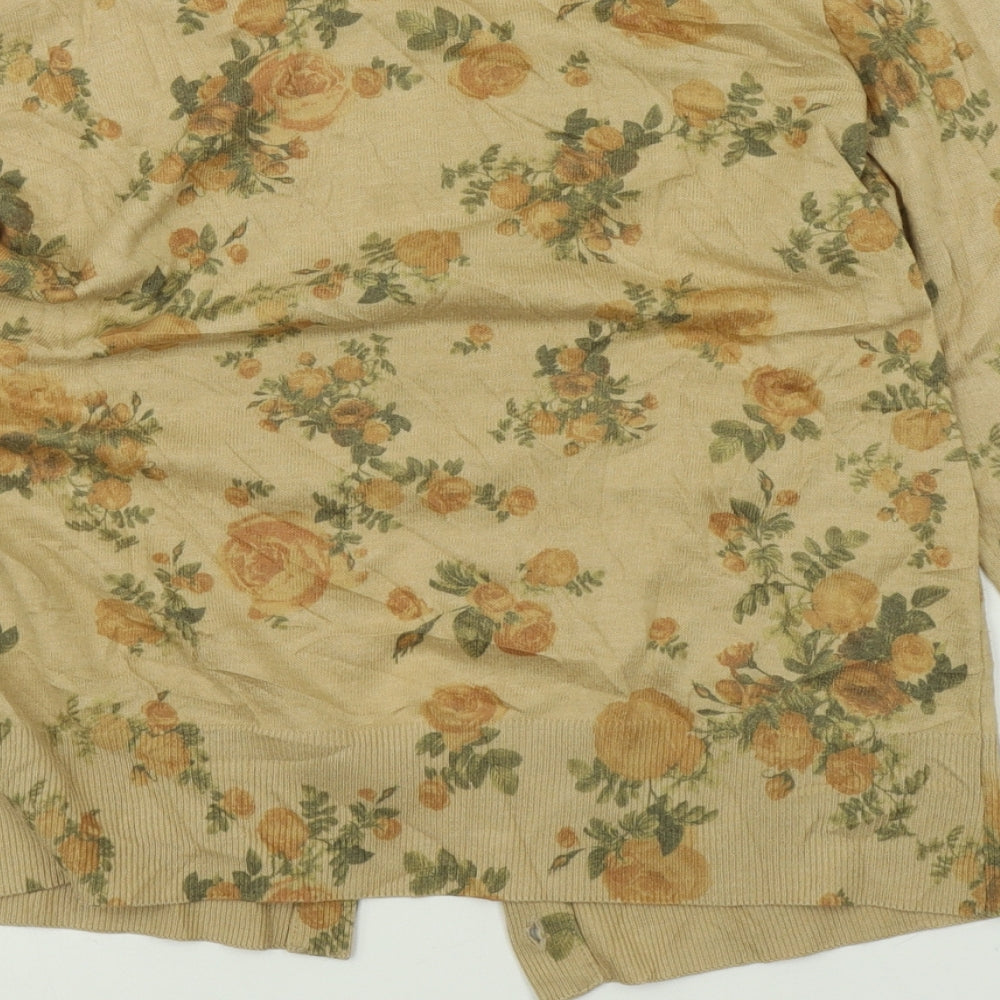 Zara Womens Brown Floral  Cardigan Jumper Size L