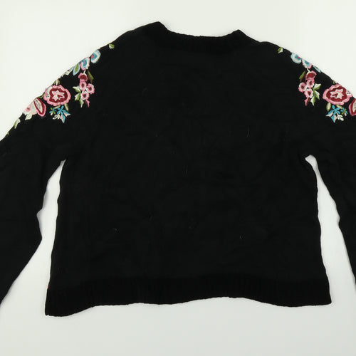 Per Una Womens Black Floral  Pullover Jumper Size 16