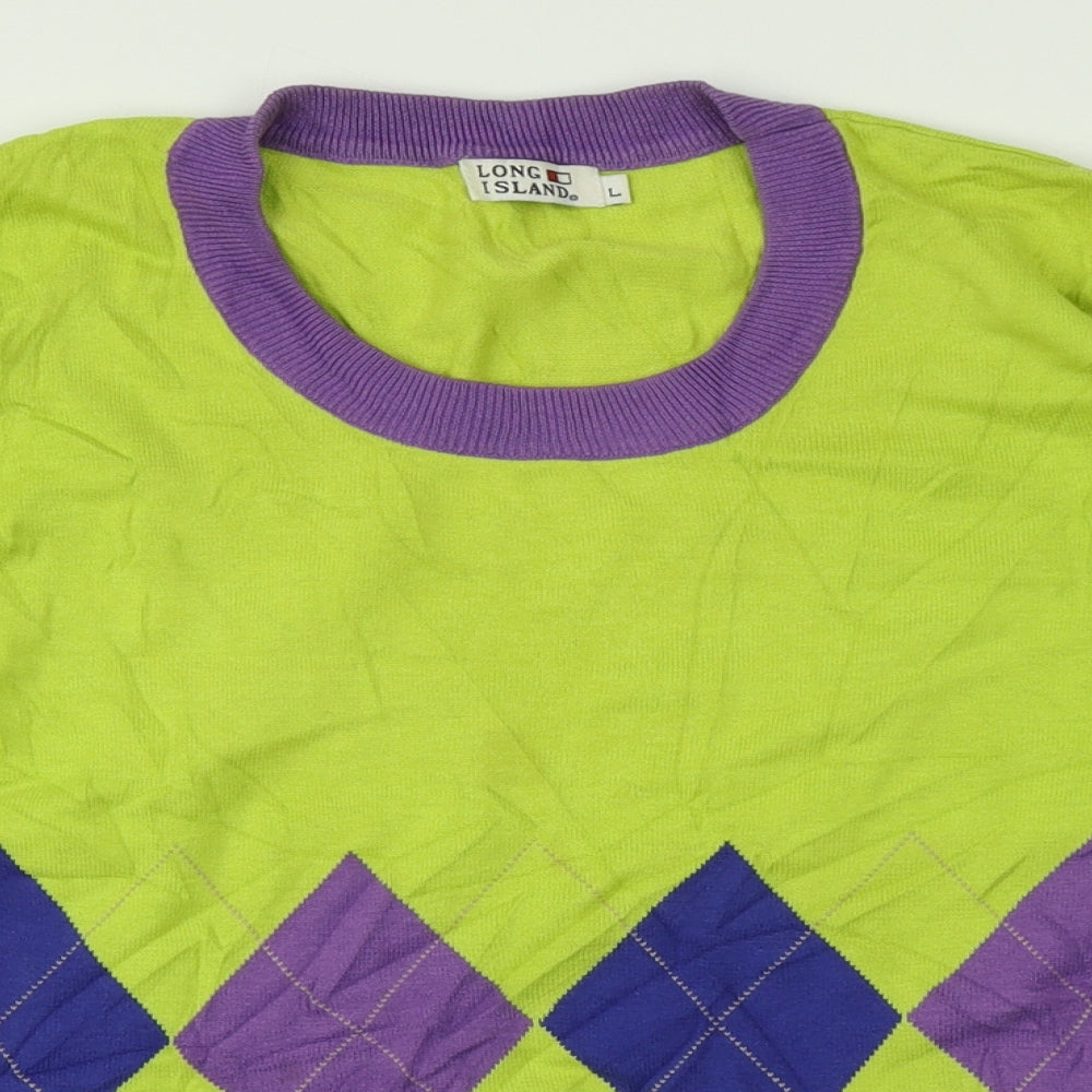 Long Island Womens Multicoloured Argyle/Diamond  Pullover Jumper Size L