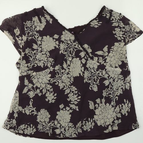 Monsoon Womens Purple Floral  Basic Blouse Size 22