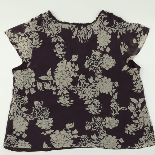 Monsoon Womens Purple Floral  Basic Blouse Size 22