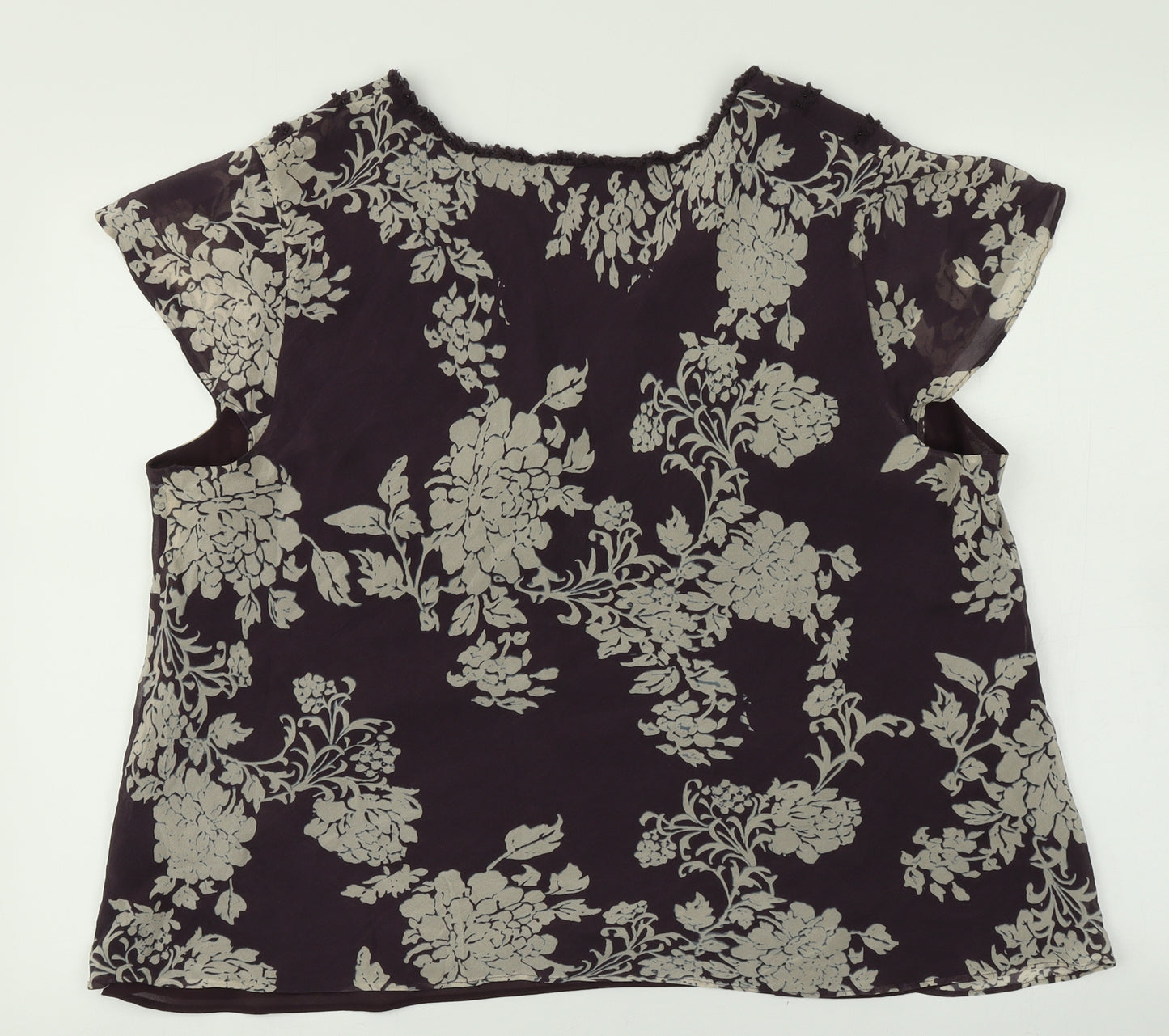 Monsoon Womens Purple Floral  Basic Blouse Size 22