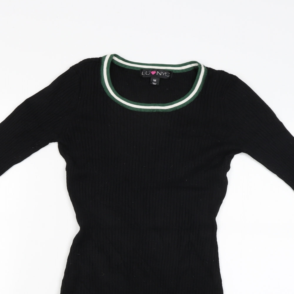 Lunyc Womens Black   Jumper Dress  Size M