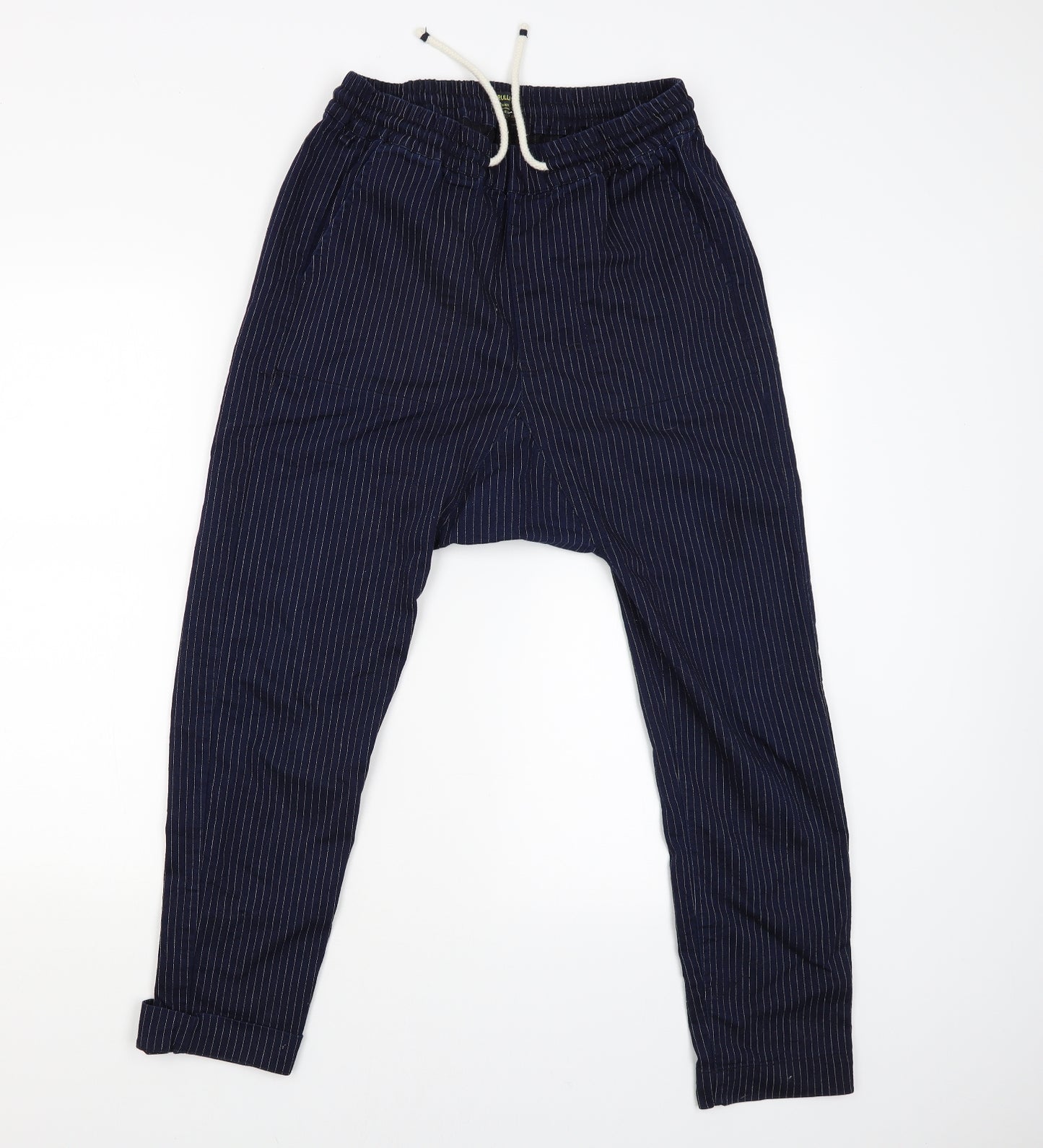 Pull and Bear Womens Blue Striped  Jogger Trousers Size M L26 in