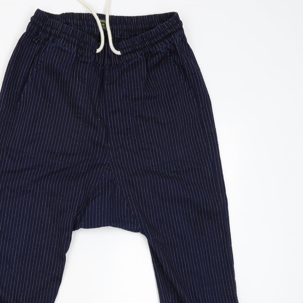 Pull and Bear Womens Blue Striped  Jogger Trousers Size M L26 in