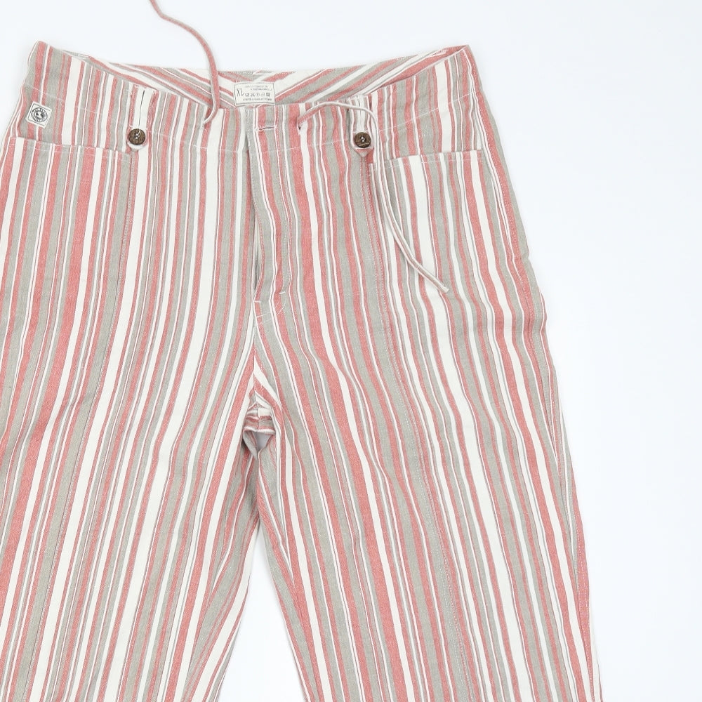 The Earth Collection Womens Red Striped  Capri Trousers Size XL L24 in