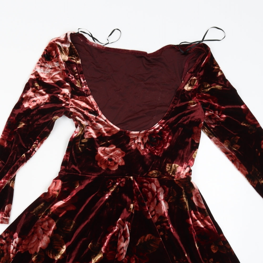 New Look Womens Red Floral  Jumper Dress  Size 6
