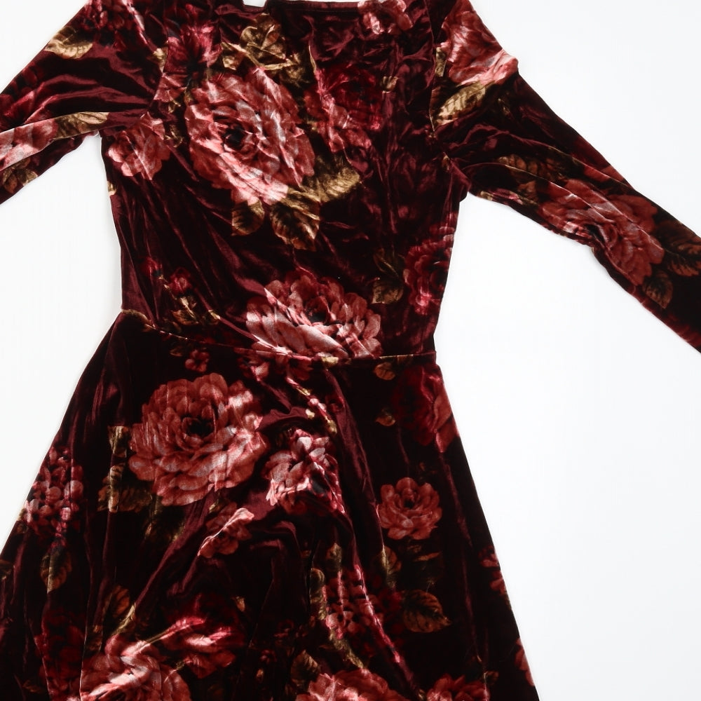 New Look Womens Red Floral  Jumper Dress  Size 6