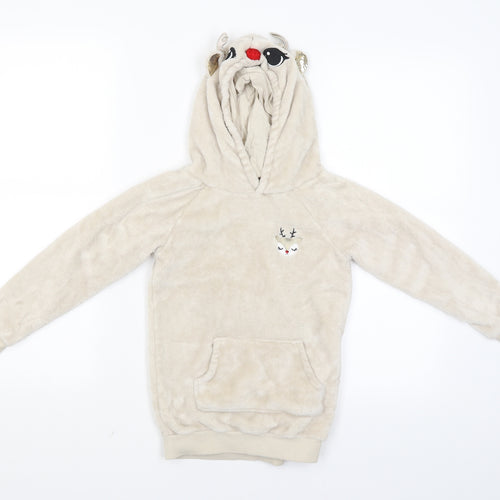 H&M Girls Beige   Pullover Hoodie Size 5-6 Years  - Raindeer