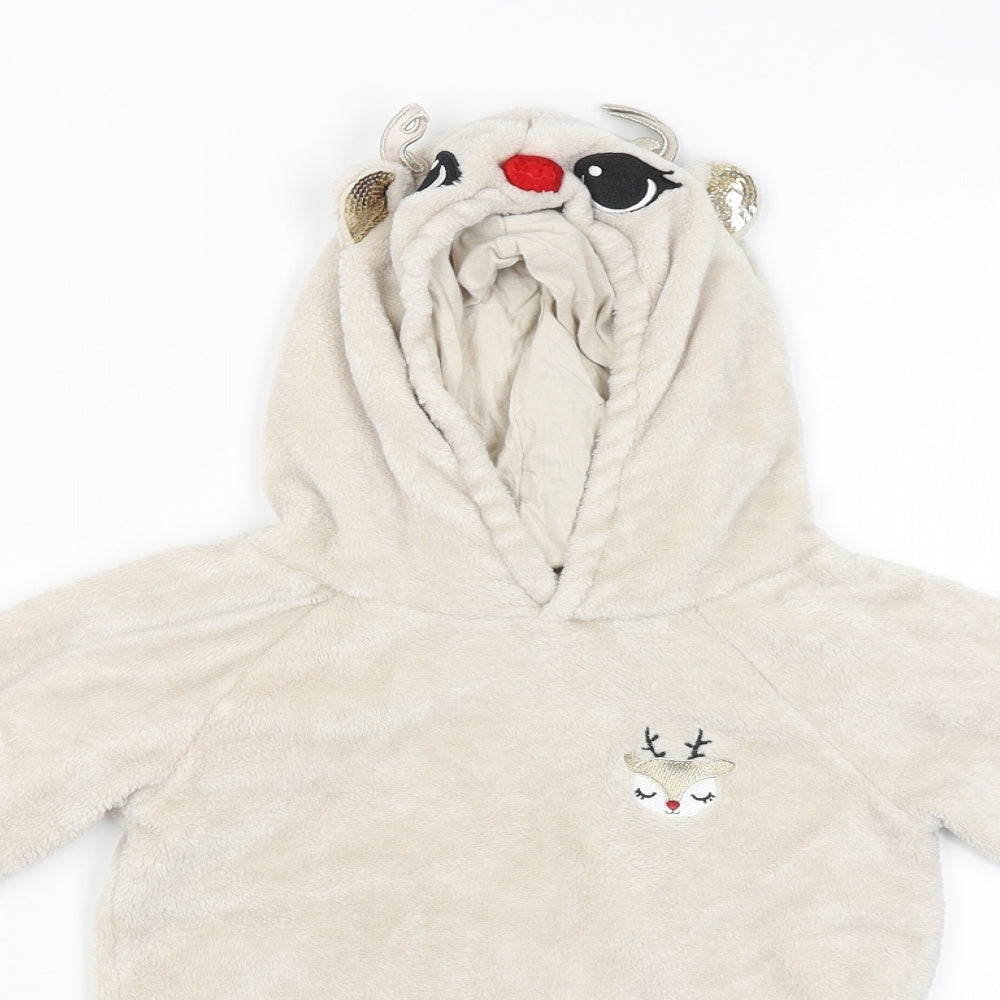 H&M Girls Beige   Pullover Hoodie Size 5-6 Years  - Raindeer