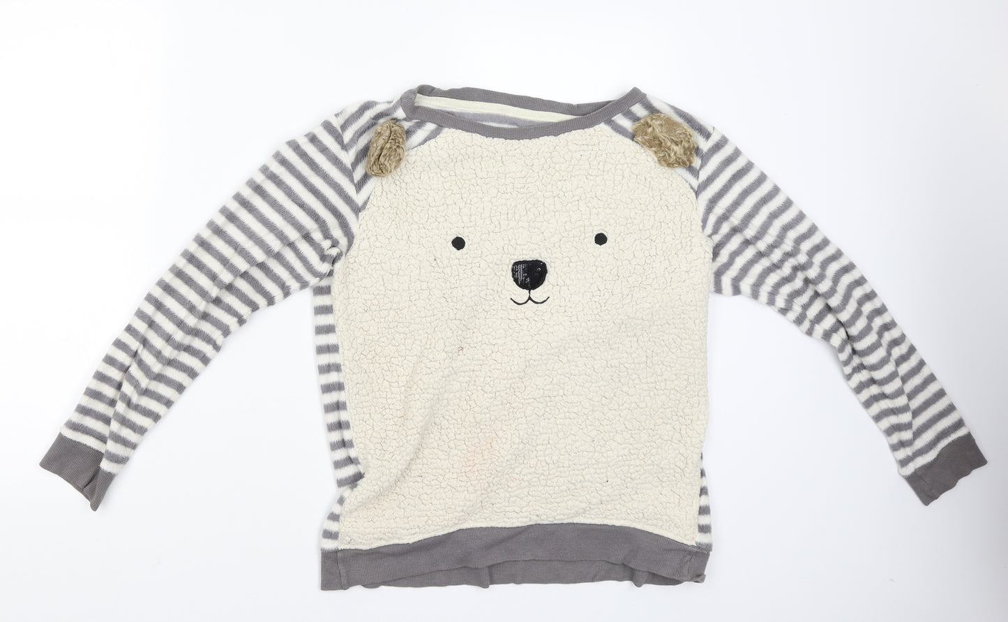M&S Womens Grey Striped  Pullover Jumper Size 6  - Bear