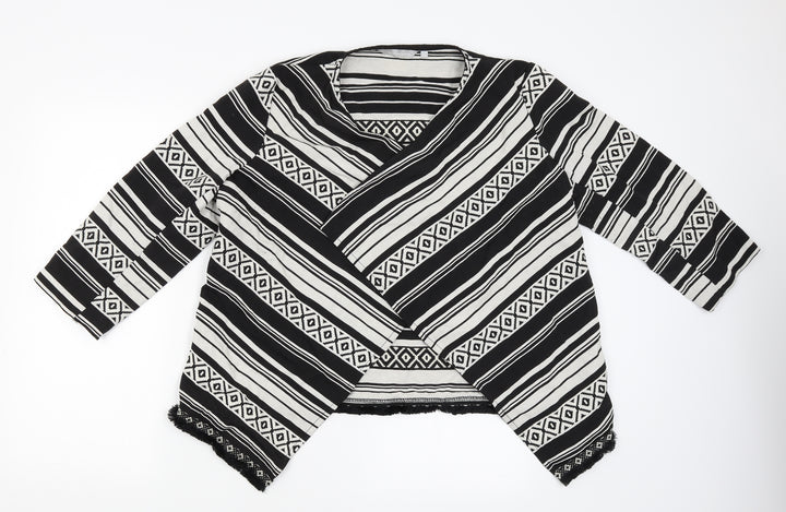 Red Herring Womens Black Striped Cardigan Jumper Size 14