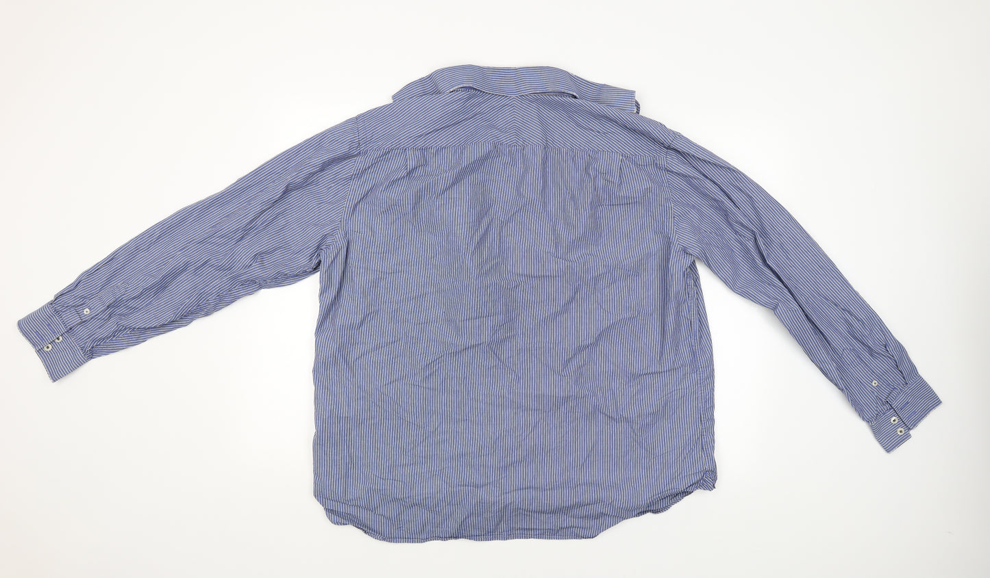 Charlie Allen Mens Blue Striped   Button-Up Size 17