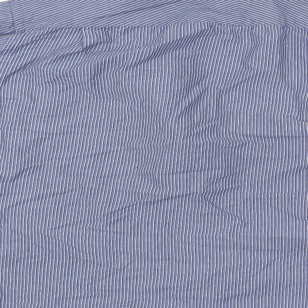 Charlie Allen Mens Blue Striped   Button-Up Size 17