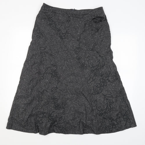 Paul Seperates Womens Grey Floral  Flare Skirt Size 14