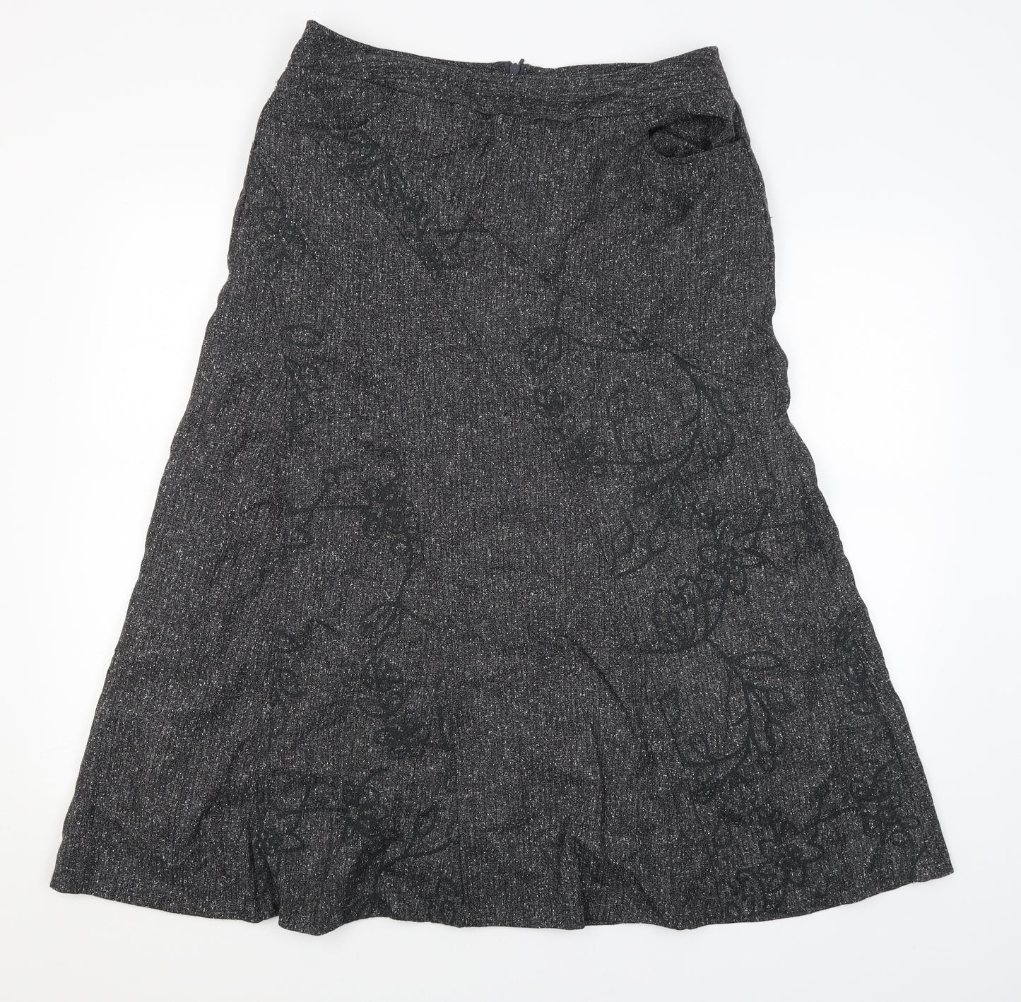 Paul Seperates Womens Grey Floral  Flare Skirt Size 14