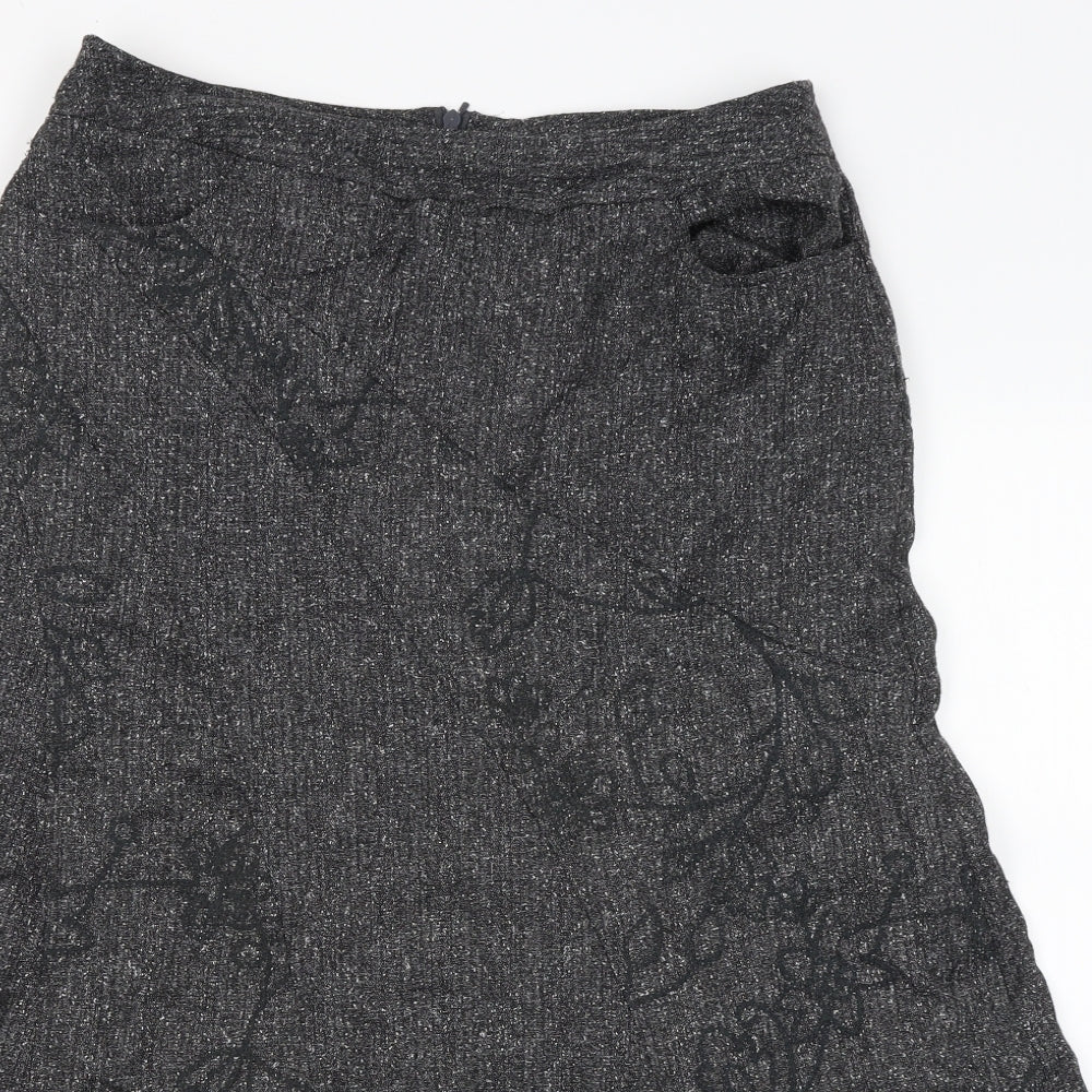 Paul Seperates Womens Grey Floral  Flare Skirt Size 14