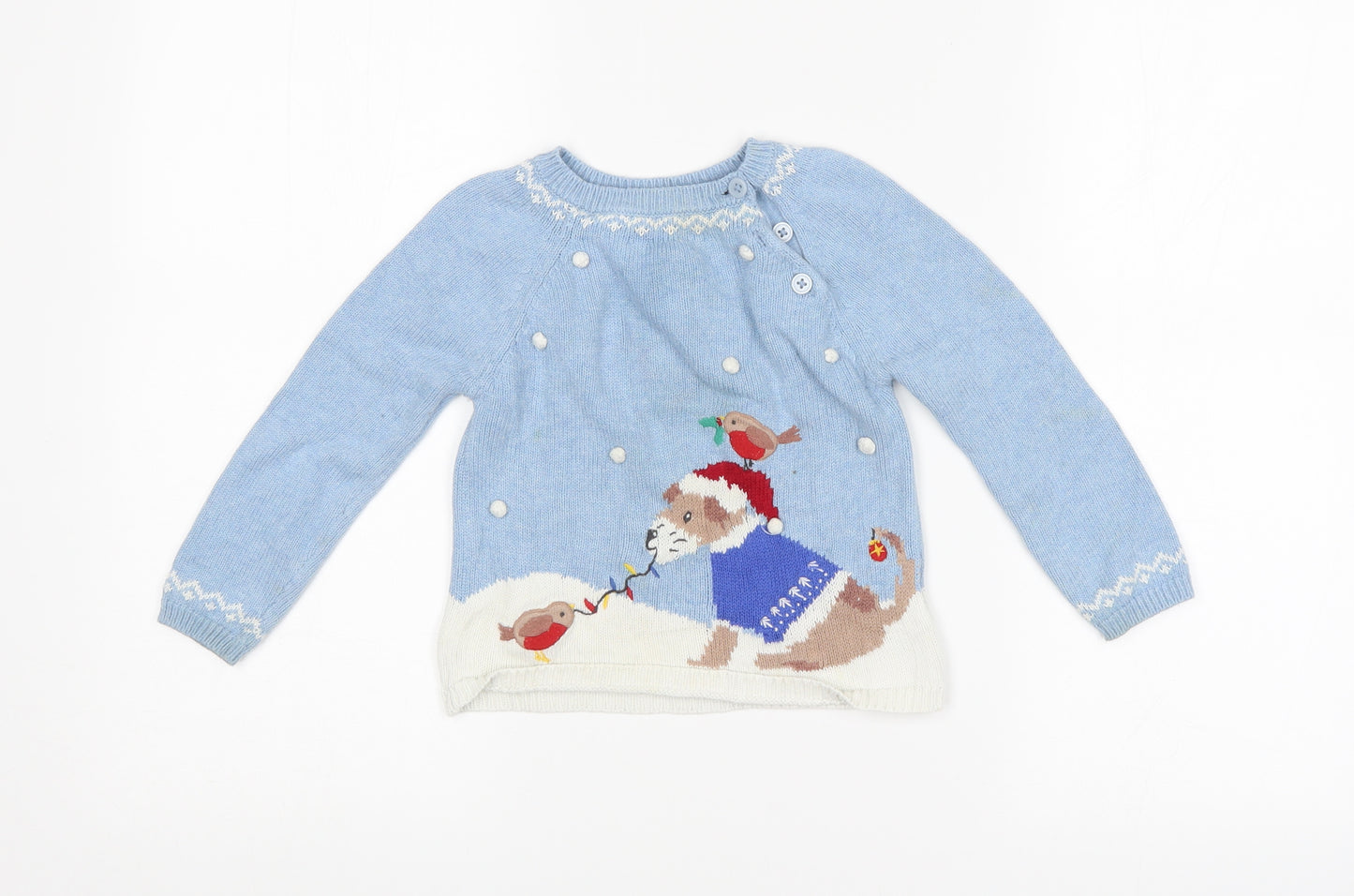 John Lewis Boys Blue Argyle/Diamond  Pullover Jumper Size 2-3 Years