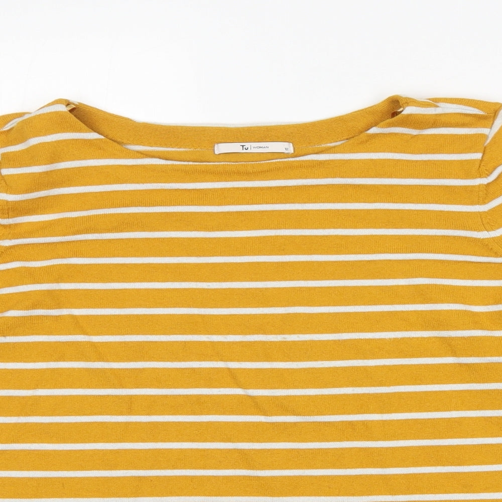 TU Womens Yellow Striped  Pullover Jumper Size 12