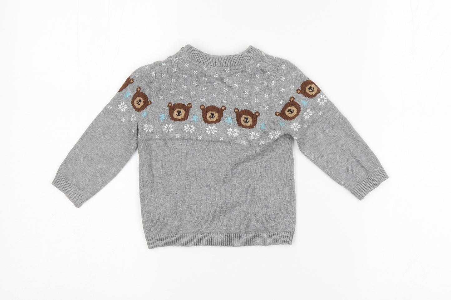 H&M Baby Grey Argyle/Diamond  Pullover Jumper Size 6-9 Months  - Bear