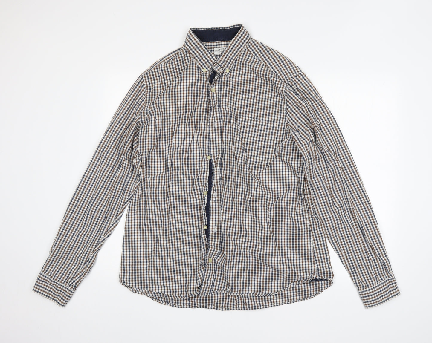 NEXT Mens Multicoloured Check   Button-Up Size 2XL