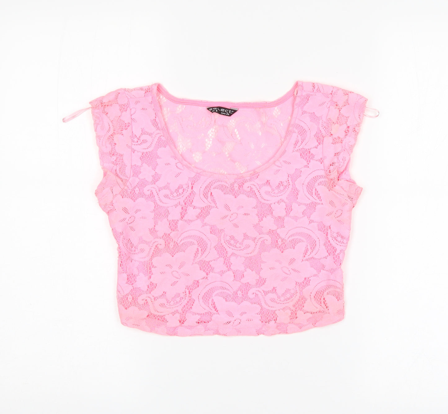 Select Womens Pink Floral  Cropped Tank Size 6