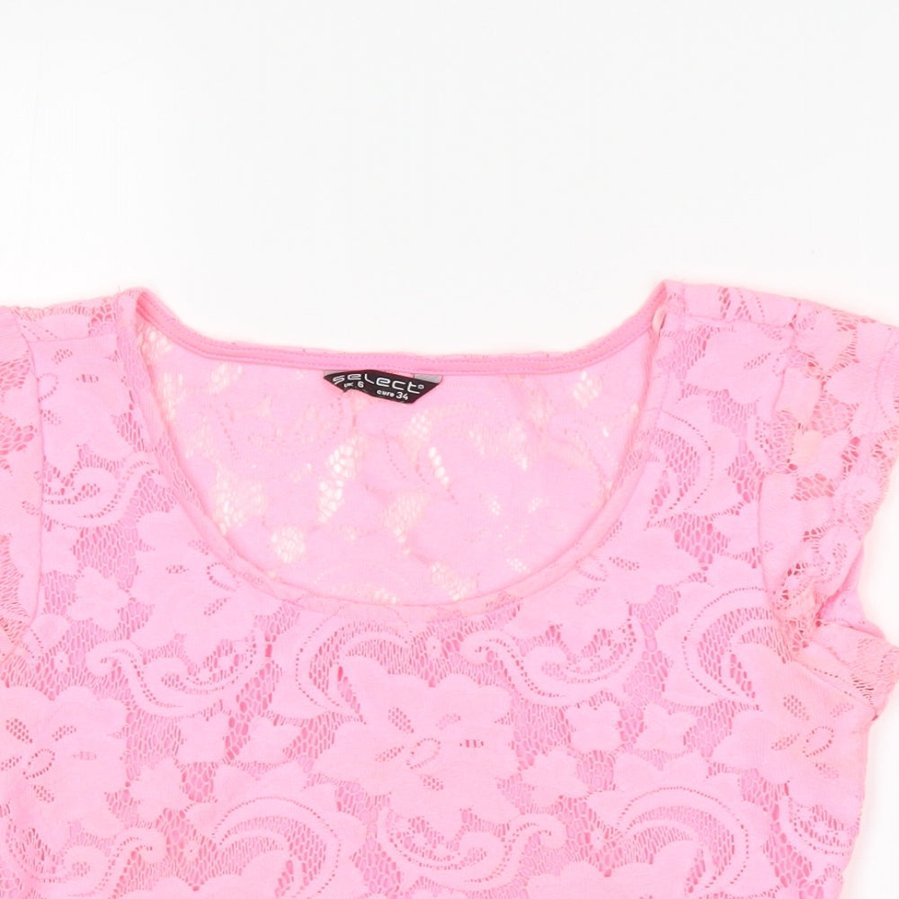 Select Womens Pink Floral  Cropped Tank Size 6