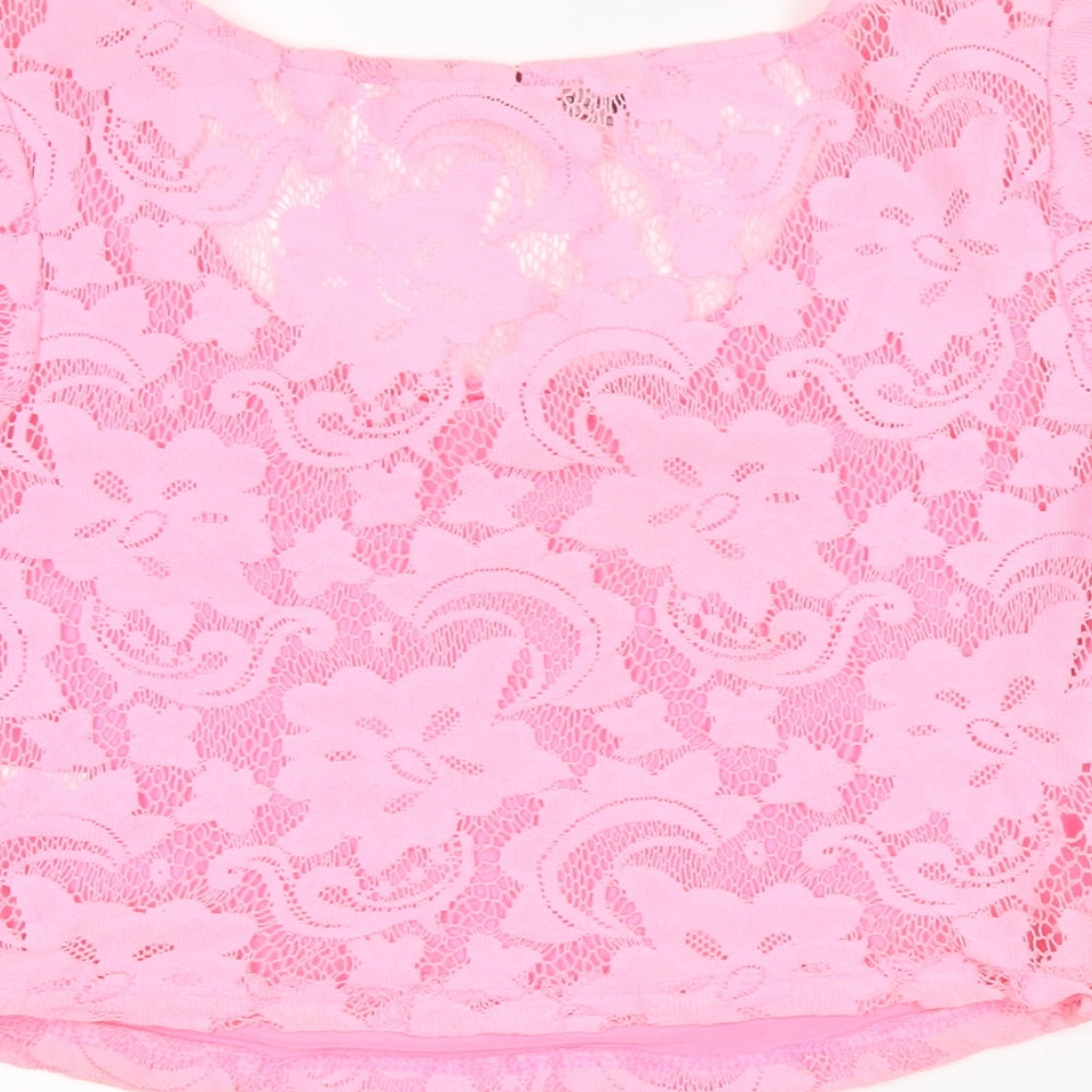 Select Womens Pink Floral  Cropped Tank Size 6