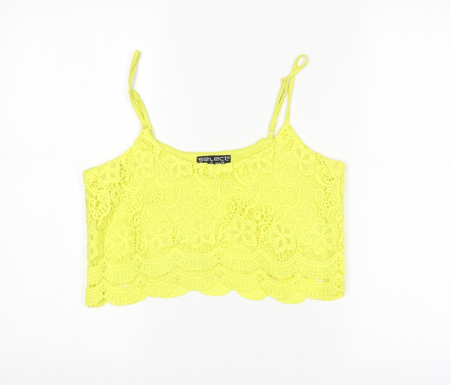 Select Womens Yellow Floral  Cropped Tank Size 10