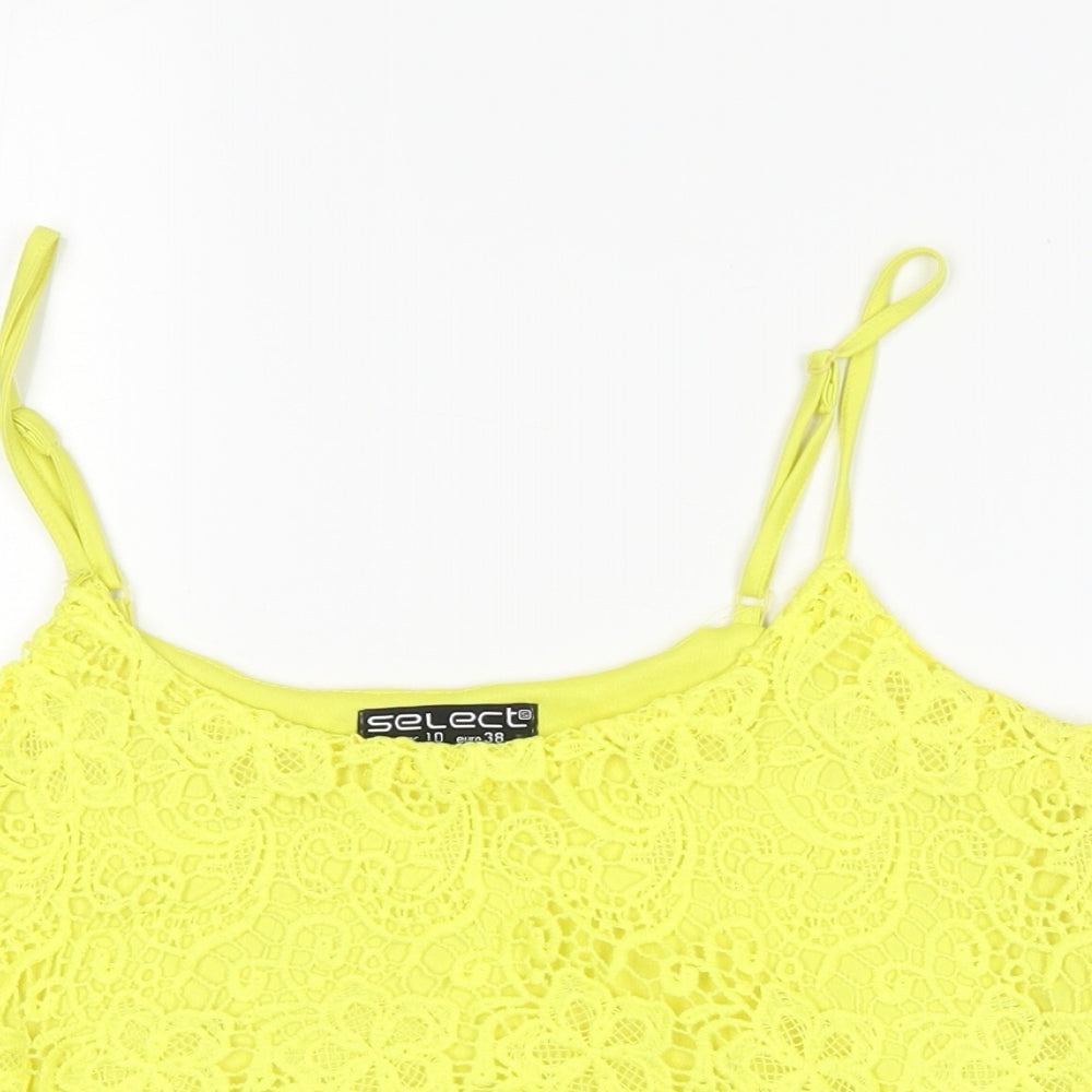Select Womens Yellow Floral  Cropped Tank Size 10