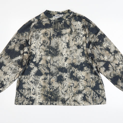 Stradivarius Mens Multicoloured Animal Print  Pullover Jumper Size XS  - Snake Skin Print