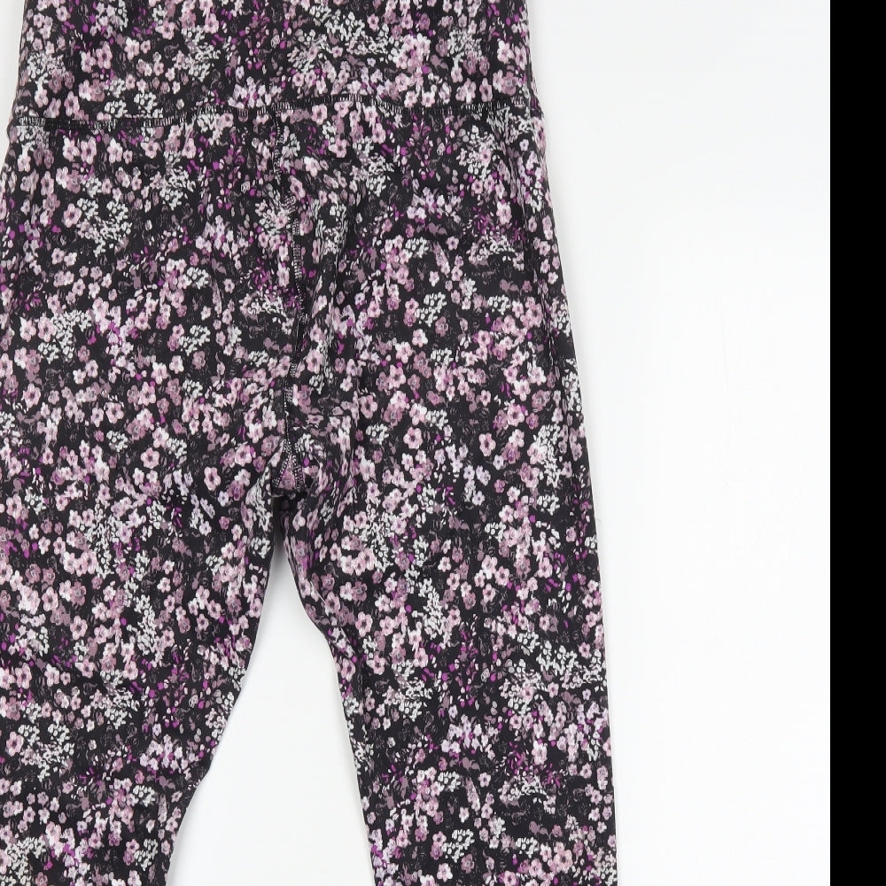 RBX Womens Purple Floral  Jogger Leggings Size XL L26 in