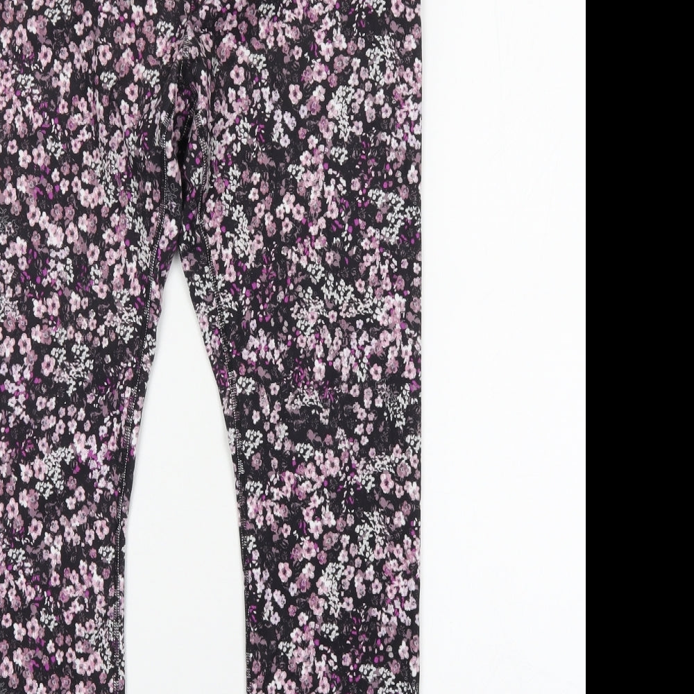 RBX Womens Purple Floral  Jogger Leggings Size XL L26 in