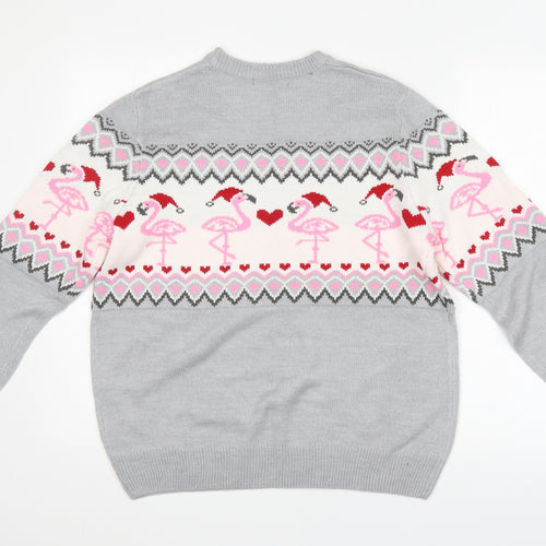Avenue Womens Grey Argyle/Diamond  Pullover Jumper Size M