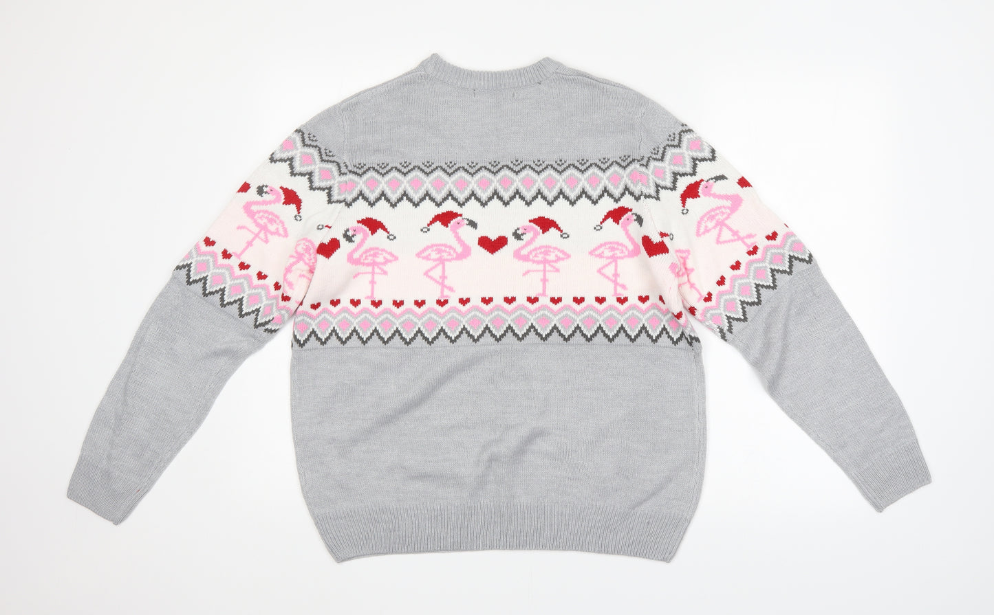 Avenue Womens Grey Argyle/Diamond  Pullover Jumper Size M