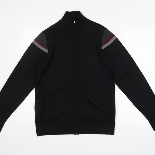 M&S Mens Black   Full Zip Jumper Size S