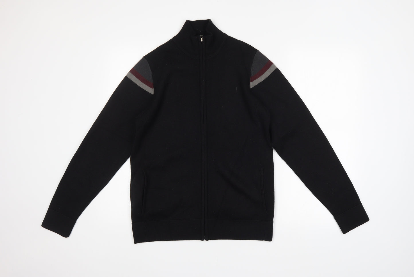 M&S Mens Black   Full Zip Jumper Size S