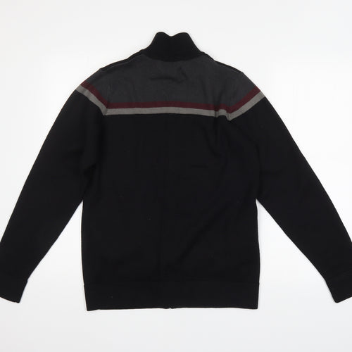 M&S Mens Black   Full Zip Jumper Size S