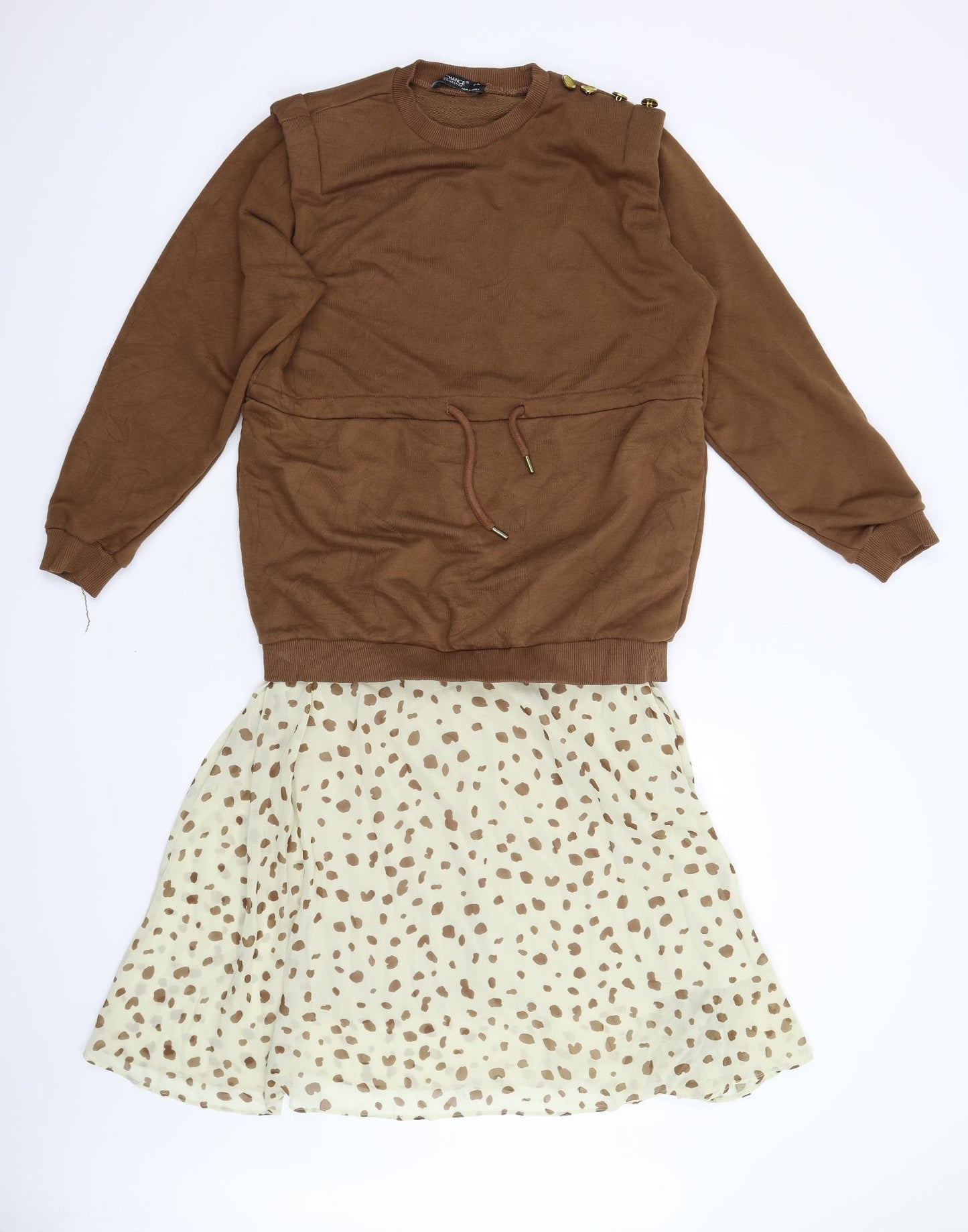 First Chance Womens Brown Polka Dot Rayon Jumper Dress  Size M