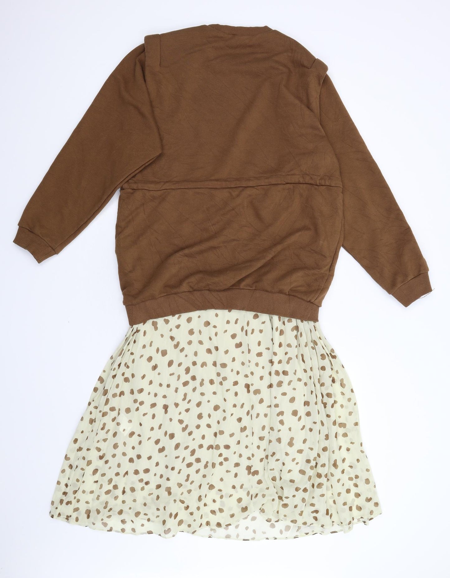First Chance Womens Brown Polka Dot Rayon Jumper Dress  Size M
