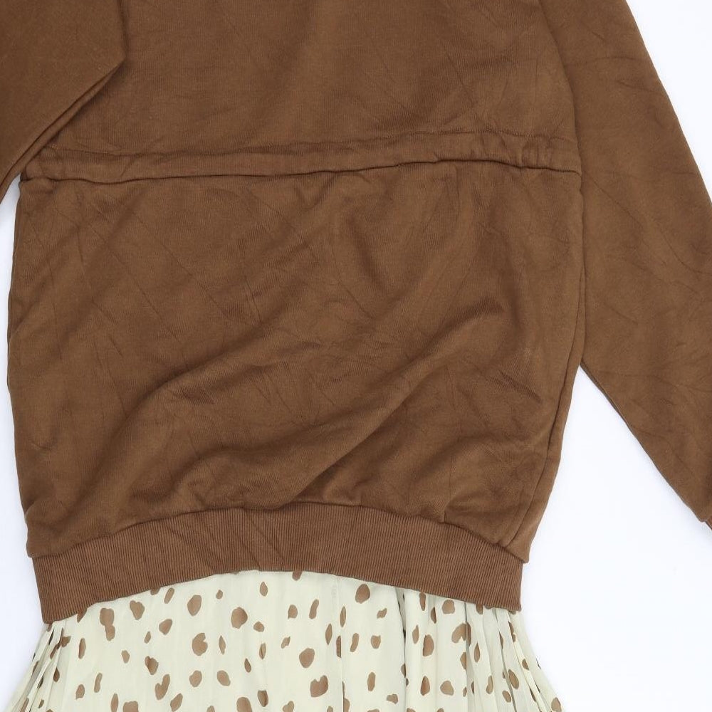First Chance Womens Brown Polka Dot Rayon Jumper Dress  Size M