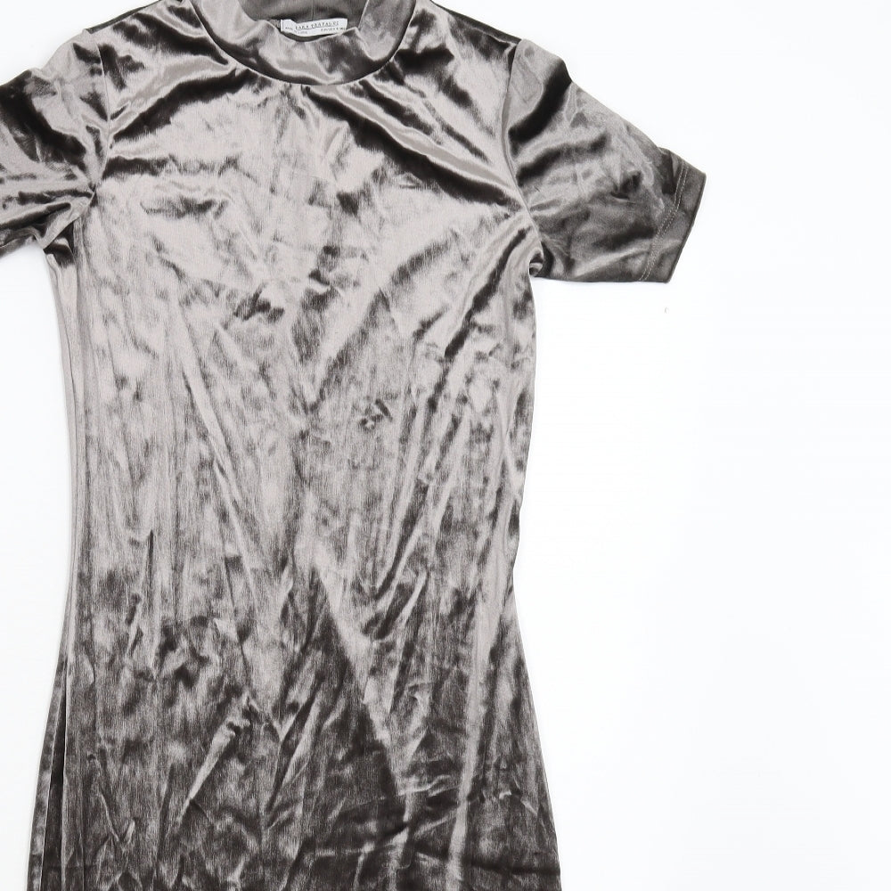 Zara Womens Grey  Velvet Bodycon  Size S