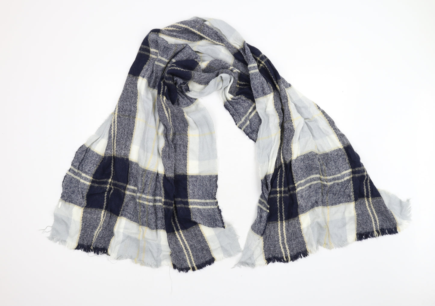 Preworn Unisex Blue Check Knit  Scarf