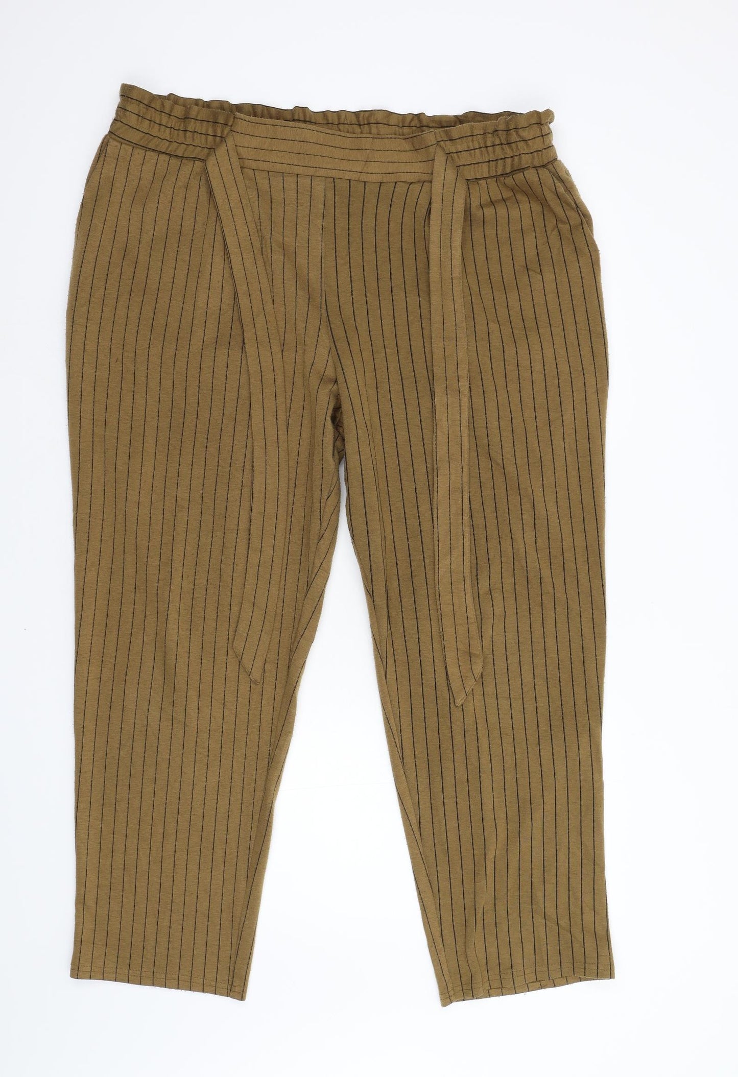 Primark Womens Brown Striped  Trousers  Size 20 L27 in