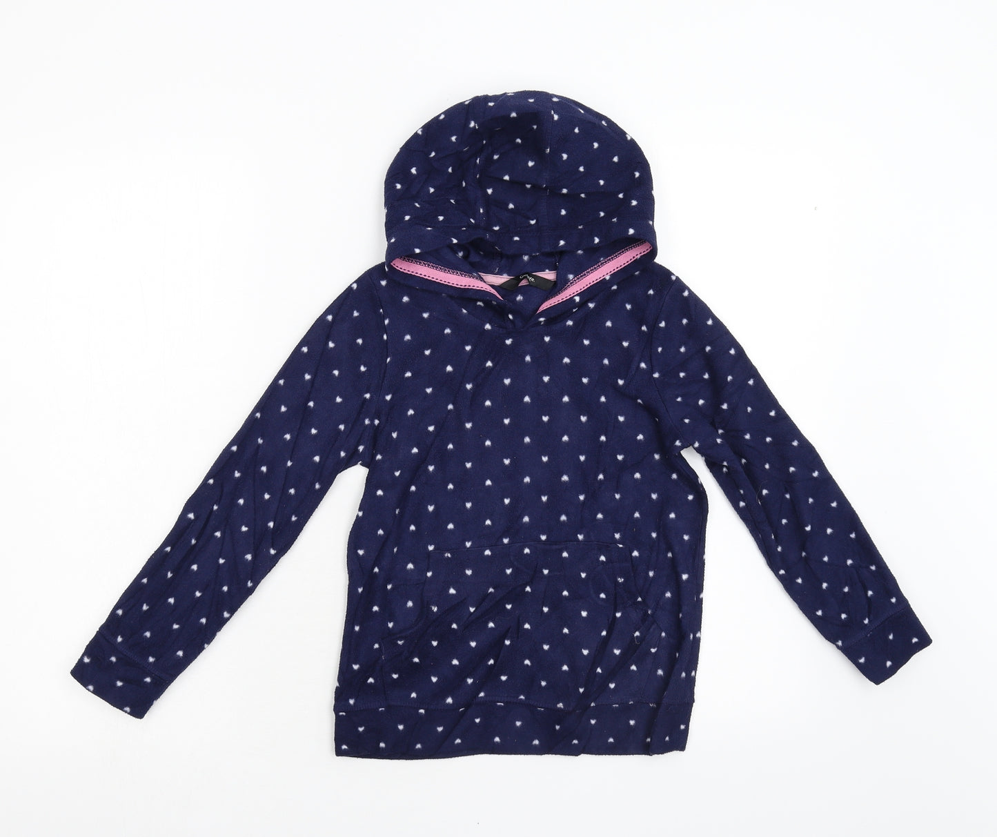 George Girls Blue Polka Dot Fleece Pullover Hoodie Size 7-8 Years