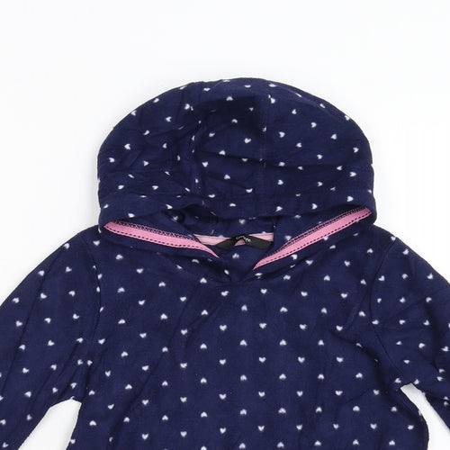 George Girls Blue Polka Dot Fleece Pullover Hoodie Size 7-8 Years