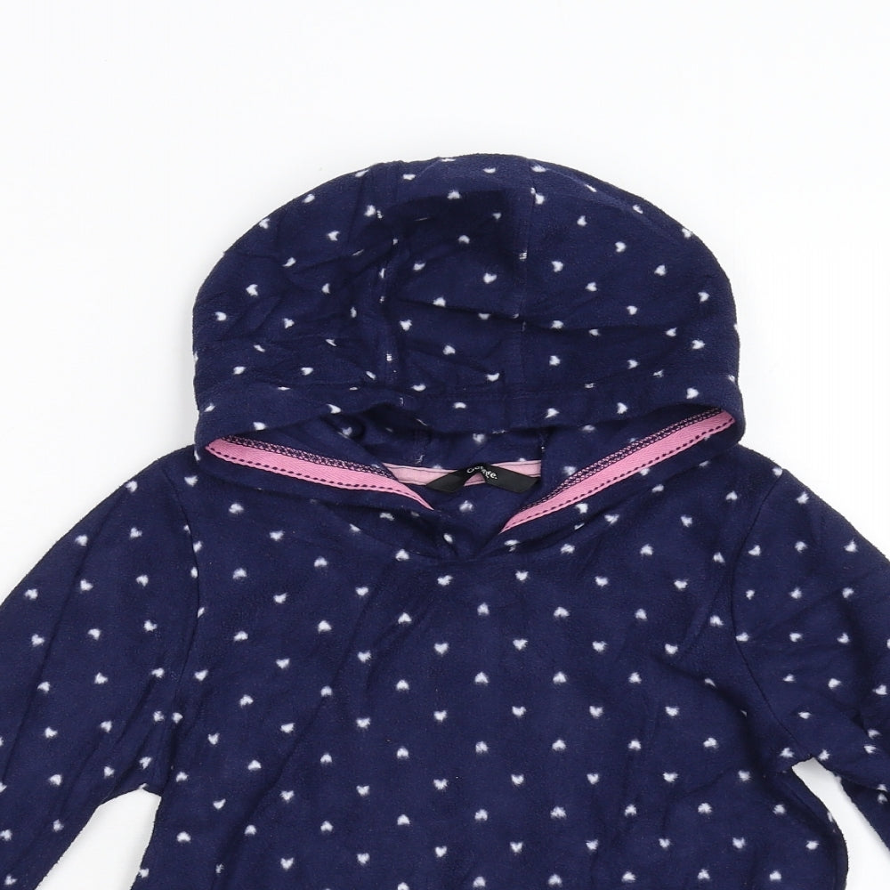 George Girls Blue Polka Dot Fleece Pullover Hoodie Size 7-8 Years