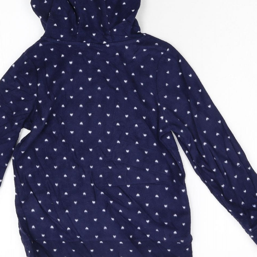 George Girls Blue Polka Dot Fleece Pullover Hoodie Size 7-8 Years
